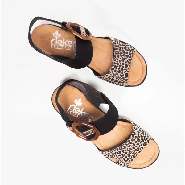 68176-00 Ladies Wedge Sandals Black Multi