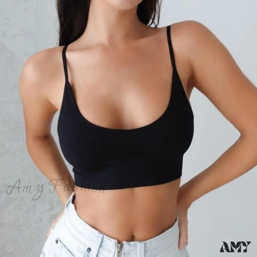 Amy Fashion - Sexy Solid Color Cami Tank Top