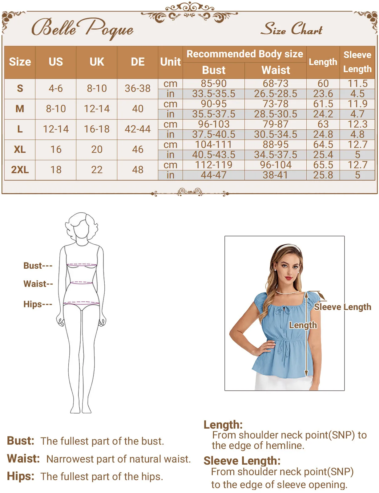 BP Women Vintage Elastic Waist Tops Cap Sleeve U-Neck Pullover Tops