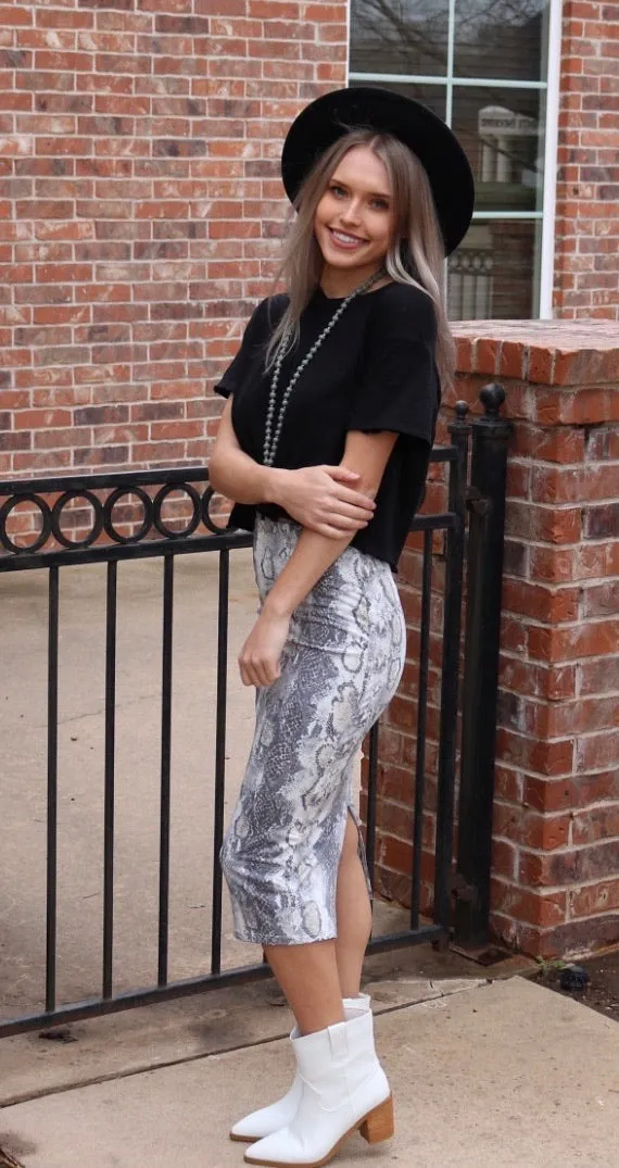 BRUNO  Python SlitBack Midi Skirt
