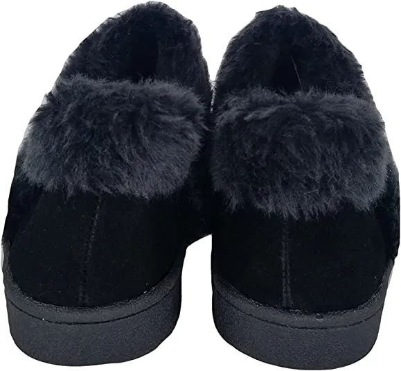 Clarks Indoor and Outdoor Black Slipper Cozy Wool Mule Slip-On Fur Lined Clogs