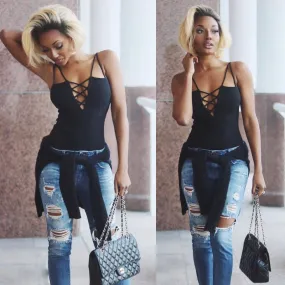 (Free Shipping)Women Sleeveless Tops Strappy Backless Tank Tops (Free Shipping)