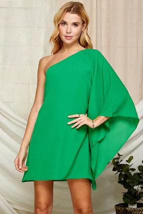 Green Summer One-shoulder Dress