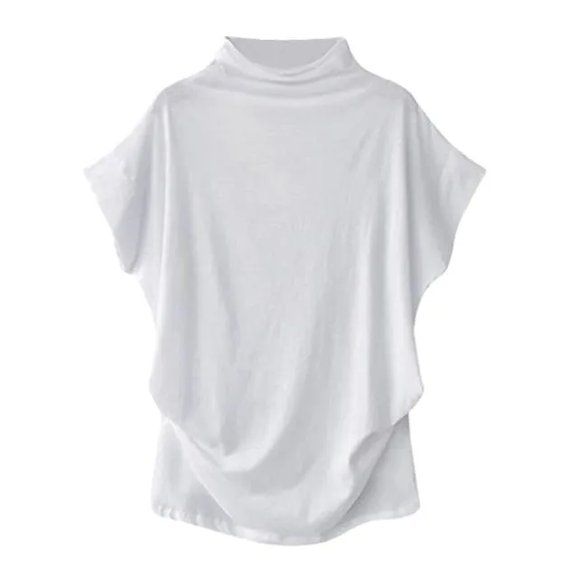 High Collar T-shirt Cotton Short Sleeve