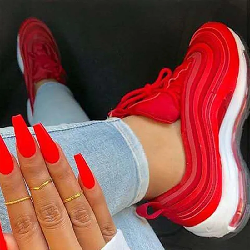 Kimemoda Breathable Sneakers Mesh Platform Slip On Air Cushion Running Shoes