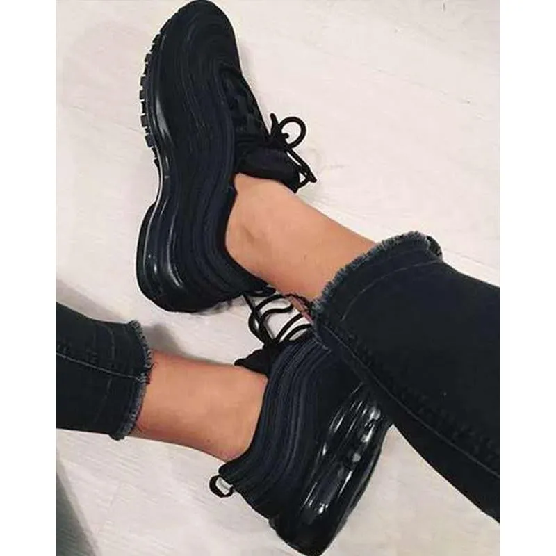 Kimemoda Breathable Sneakers Mesh Platform Slip On Air Cushion Running Shoes