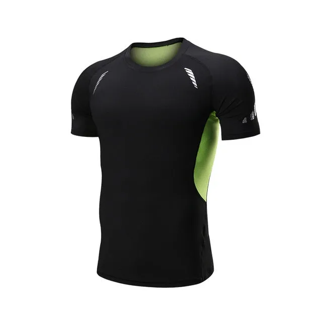 Men Compression Patchwork t Shirt