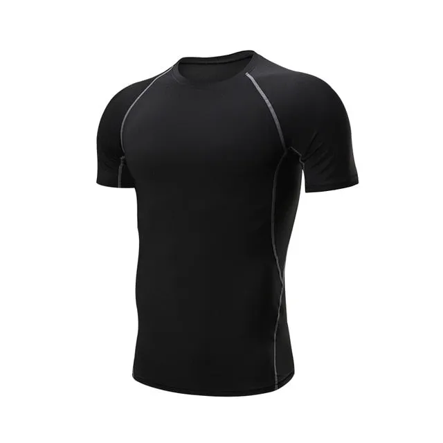 Men Compression Patchwork t Shirt