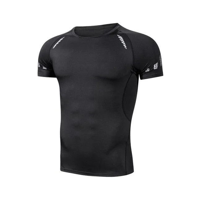 Men Compression Patchwork t Shirt