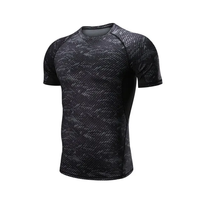 Men Compression Patchwork t Shirt