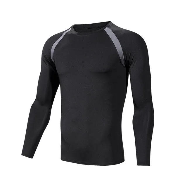 Men Compression Patchwork t Shirt