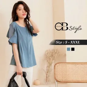 ORANGEBEAR PLEATED SHORT SLEEVE TOPS