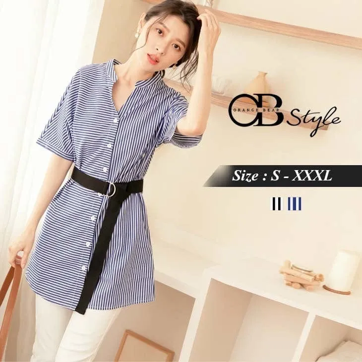 ORANGEBEAR STRIPED TOPS WITH BELT