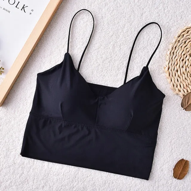 Seamless Tops Women Fashion Tank Top Female Camisole Sexy Tank Tops Streetwear Solid Color Intimate Lingerie with Massage Pad