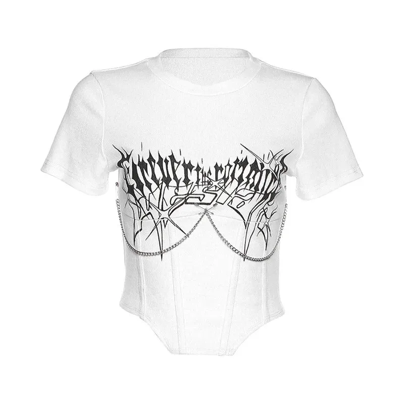 Sexy Slim Women Fashion Streetwear Grunge Clothes Short Sleeve Tee