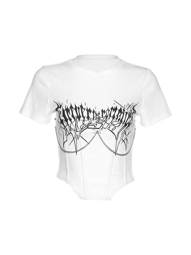 Sexy Slim Women Fashion Streetwear Grunge Clothes Short Sleeve Tee