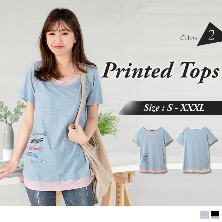 SHORT SLEEVE PRINTED TOPS
