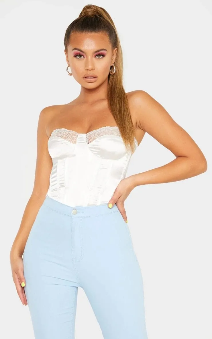 Sleeveless Satin Corset Crop Top