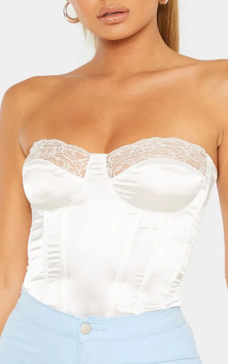Sleeveless Satin Corset Crop Top