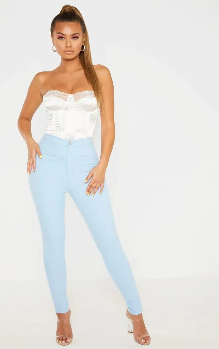 Sleeveless Satin Corset Crop Top