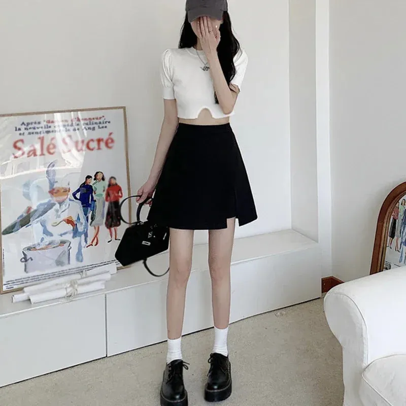 Women High Waist Mini Split Skirts Y2K Summer Fashion