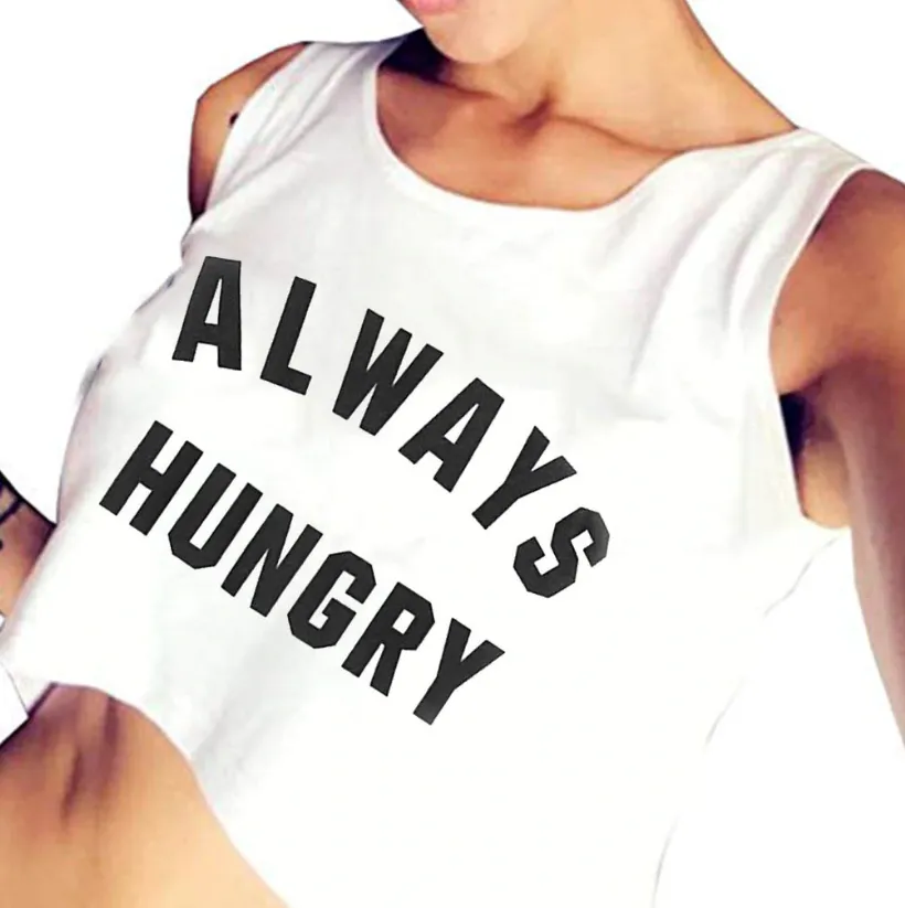Women's Summer Cropped Top With Printed Letters