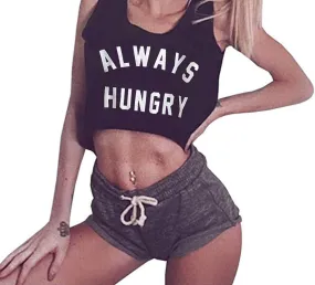 Women's Summer Cropped Top With Printed Letters
