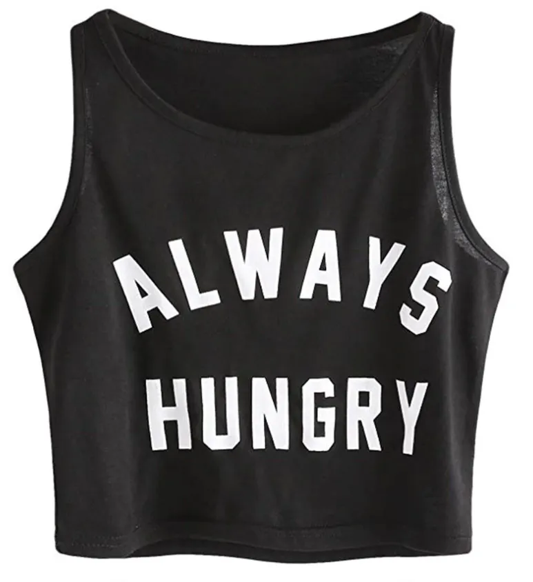 Women's Summer Cropped Top With Printed Letters